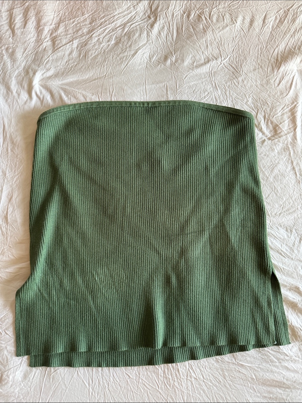 Abercrombie & Fitch Olive Green Ribbed Strapless Tube Top